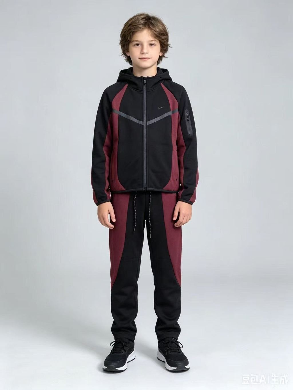 Ensemble Nike Tech Fleece Junior (Lot de 24+) - Noir & Bordeaux