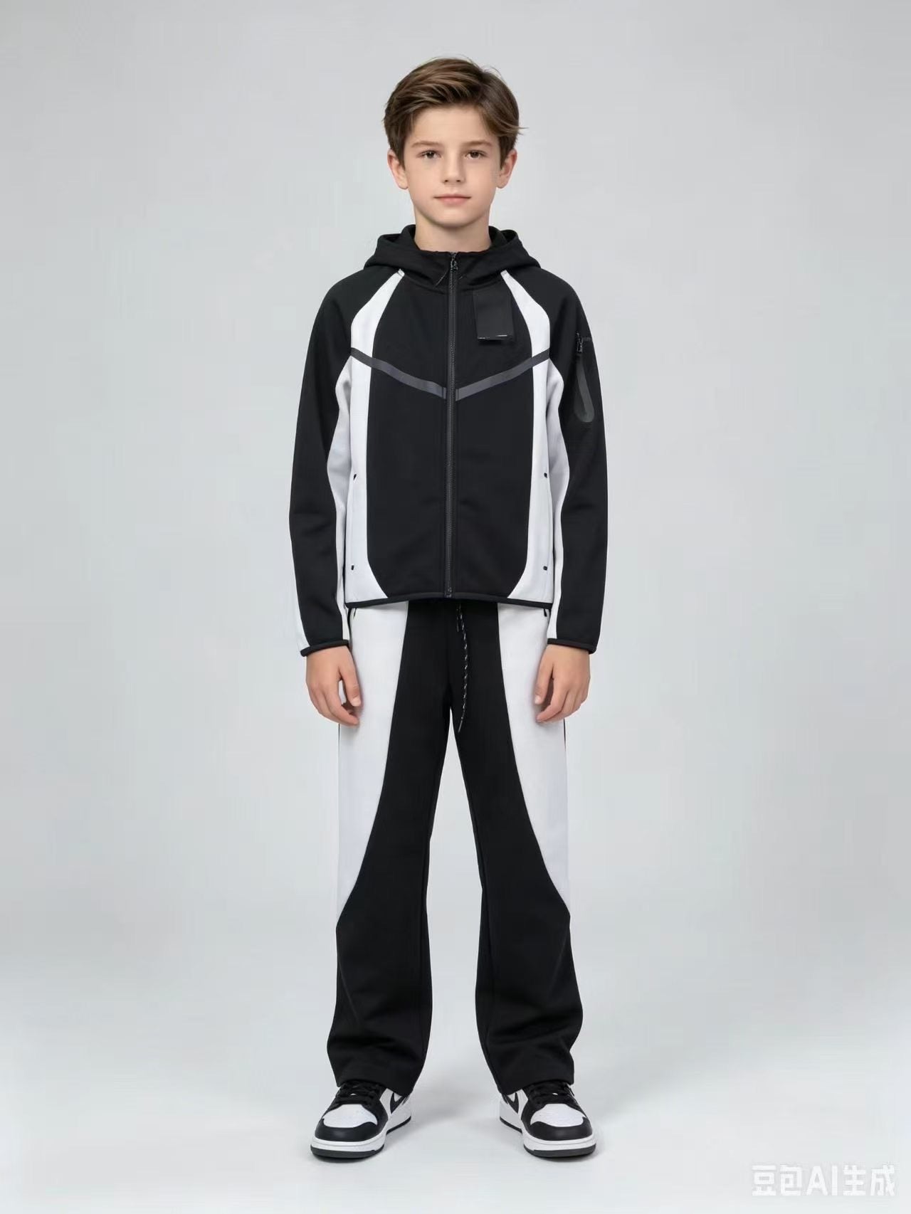 Ensemble Nike Tech Fleece Junior (Lot de 24+) - Noir & Blanc