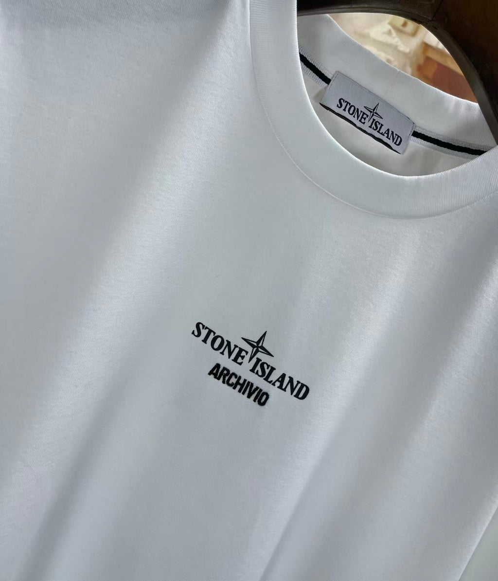 T-shirt Archivio Stone Island Blanc détail col