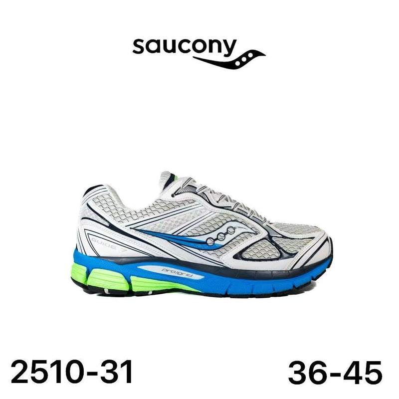 Saucony ProGrid Guide 7 Blanc Bleu Vert Fluo Lot de 12