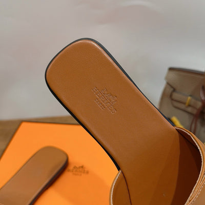 Mules Hermès Kelly Cognac