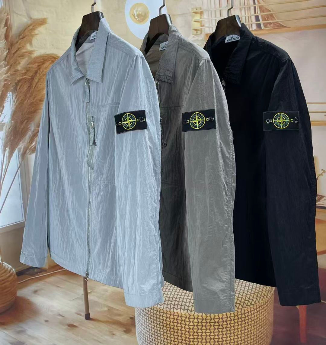 Veste Stone Island Nylon Metal Bleu Métal