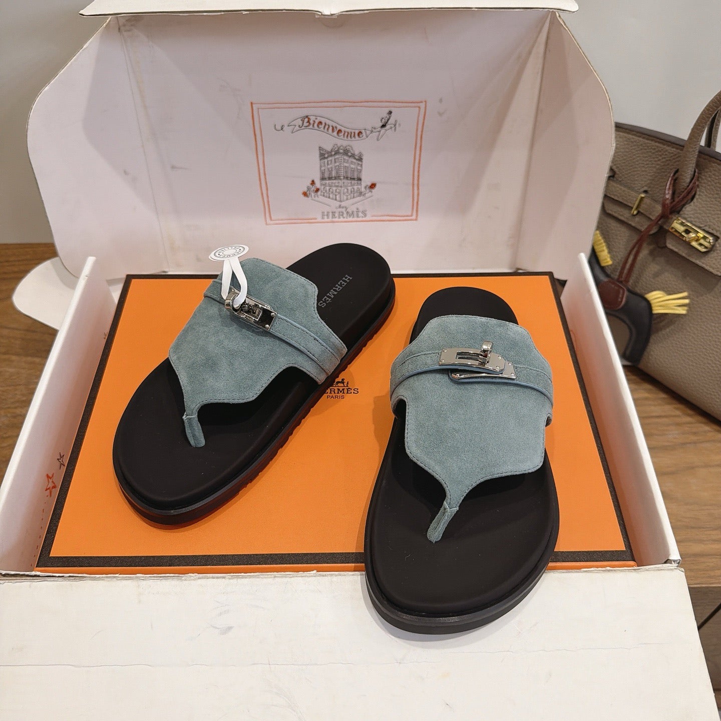 Sandales Hermès Empire - Bleu Gris