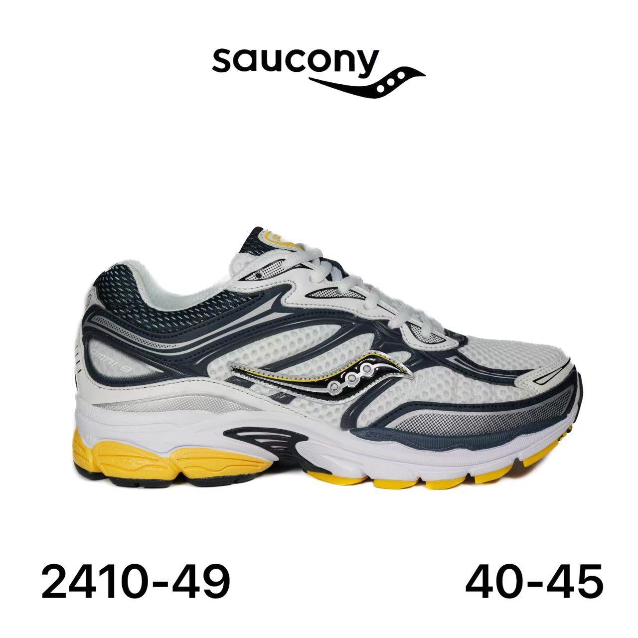 Saucony ProGrid Omni 9 blanc, marine & jaune - lot de 12