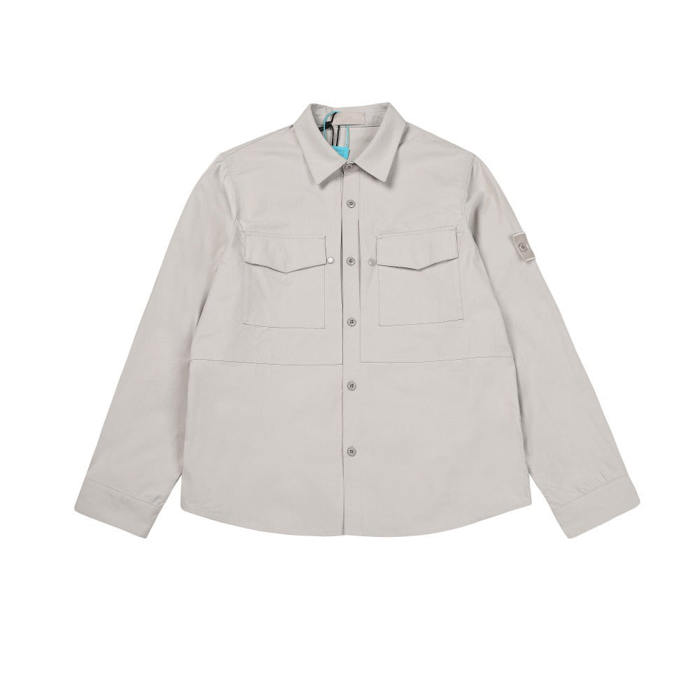 Surchemise Stone Island Ghost gris poudré - face