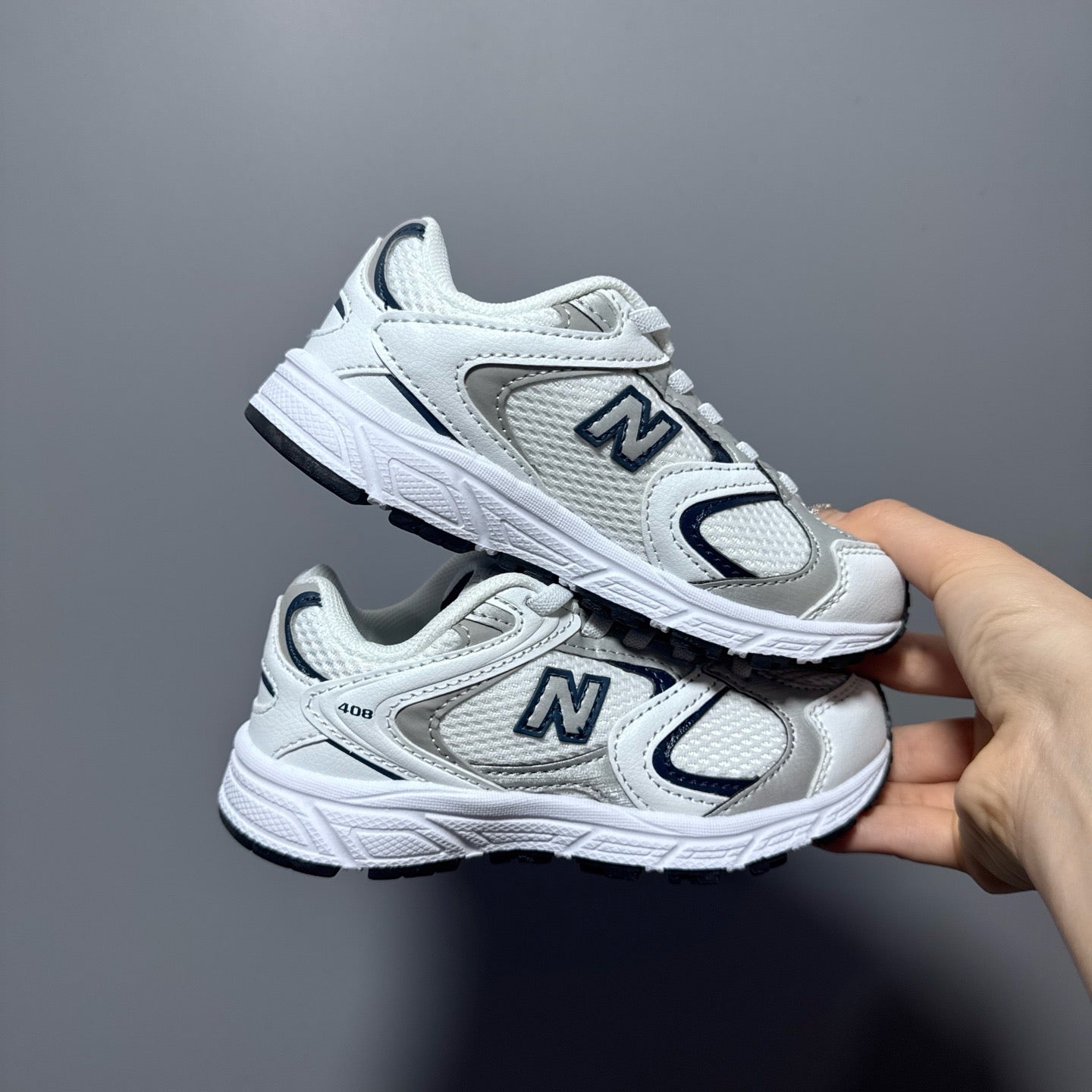 New Balance 408 enfant blanc et gris - vue 4